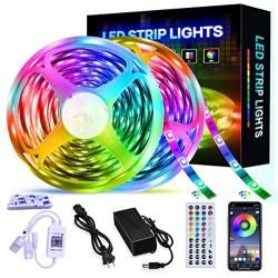 Led Strip Lights,32.8ft RGB LED Light Strip 5050 LED Tape Lights, Color Changing APP Controller LED Lights, Music Sync Light Strips Kit with Remote and 12V Power Supply for Home Lighting