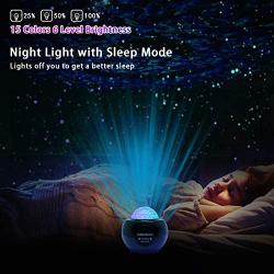 MirrorMoon Star Projector Galaxy Room Light Projector with Bluetooth Music Speaker, LED Nebula Cloud/Moving Ocean Wave Projector for Bedroom Ceiling/Game Rooms/Home Party, Electric