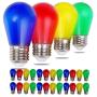 Visther S14 LED Colored String Light Bulb, 1W Plastic Shatterproof Incandescent Replacement, E26 Base, Edison Bulbs for Outdoor Indoor Patio Christmas String Lights, 24 Pack, Red/Blue/Yellow/Green