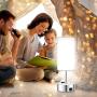 Touch Control Table Lamp Daylight White, 3 Way Dimmable Bedside Lamp with 2 Fast Charging USB Ports and Power Outlet, USB Lamp, Nightstand Lamp for Bedroom, 60W Equivalent LED Bulb Included