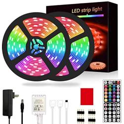 Segrass Led Strip Lights，32.8ft 5050 RGB 300 Led Rope Lights, IP20 Non Waterproof Color Changing with 20 Colors 8 Light,LED Lights Strips Kit with 44 Keys IR Remote Controller 12V Power Supply