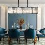 VinDeng Crystal Rectangle Sparkling Chandelier, E26 3-Lights Ceiling Light for Dining Room Kitchen Island Restaurant Modern Light Fixture with Black Iron Base-
