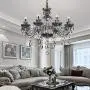 Crystal Chandelier,Chandelier for Living Room,Bedroom,Dinning Room Ceiling Chandelier Crystal Pendant Lighting Fixture (8 Lights) Package Include U Disk Installation Video