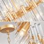 TZOE Modern Chandeliers,Crystal Chandelier,8 Light Round Pendant Light Width 19 inches Brass Metal + Clear Glass Adjustable Height UL Listed