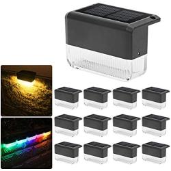 CHINLY Solar Deck Lights 12-Pack Outdoor Waterproof led, Warm White & Color Changing, Fence Post Solar Lights for Stairs, Fence, Deck, Garden, Patio Yard, Porch and Step