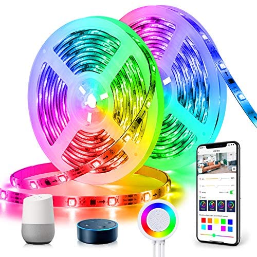 Dreamcolor Smart LED Strip Lights, TASMOR 32.8ft RGBIC WiFi LED Light Strip Music Sync Chasing Effect Light Strip Works with Alexa Google Home IP65 Waterproof App Control for Bedroom, Kitchen, Party