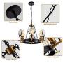 Weesalife Industrial Style 6-Lights Chandeliers, Vintage Car Lamp Pendant Lighting, Black and Oil Rubbed Bronze Metal, for Dining Room, Living Room, Kitchen Island, Hotel, Cafe, Bar, Restaurant