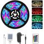 Daybetter Led Strip Lights 16.4ft 5m 3528 RGB 300 LEDs Color Changing Kit, Led Ribbon for Home, Kitchen Light Strips Included Power Adapter for Bedroom, Party
