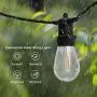 Outdoor Patio String Lights 50 Feet, Bistro String Lights with 18 LED Clear Bulbs S14,Waterproof/Shatterproof - Create Ambience On Indoor Wedding Backyard Pergola Cafe - Warm White