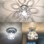 Modern Semi Flush Mount Ceiling Light Fixture, Mini Chandelier Crystal Ceiling Lamp, Close to Ceiling Light for Foyer Hallway Entryway Bedroom Kitchen