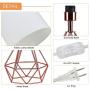 Depuley Modern Rose Gold Table Lamp for Living Room, Small Metal Desk Lamp Hollowed Out Base with Fabric Shade,5W Nightstand Lamps for Bedroom/Office/Side (E26 Bulb Incl.)