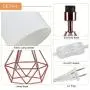 Depuley Modern Rose Gold Table Lamp for Living Room, Small Metal Desk Lamp Hollowed Out Base with Fabric Shade,5W Nightstand Lamps for Bedroom/Office/Side (E26 Bulb Incl.)
