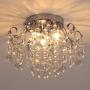 Q&S Small Crystal Chandelier Flush Mount Ceiling Light 3 Lights Modern Chrome Iron Raindrop Crystal Ceiling Fixture for Bedroom Hallway Closet Entryway Stairs