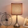 Nightstand Table Desk Lamps Set of 2, Vintage Bedside Metal Body Lamp with Fabric Shade for Living Room, Kids Room, Bedroom, Office, Study and Café, Dark Red