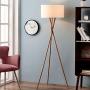 Archiology Tripod Floor Lamp - Modern Wood Floor Lamp with White Drum Shade and E26 Lamp Base,Perfect for Living Room, Bedroom, Study Room and Office