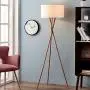Archiology Tripod Floor Lamp - Modern Wood Floor Lamp with White Drum Shade and E26 Lamp Base,Perfect for Living Room, Bedroom, Study Room and Office