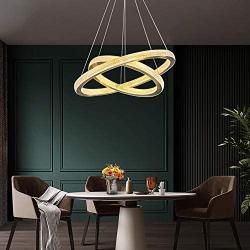 NOXARTE Modern Circular Chandelier Gold 2 Rings LED Pendant Light Acrylic Light Fixture for Dining Room Living Room Bedroom