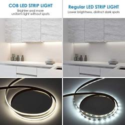 COB White LED Strip Lights 24ft,PAUTIX 4000K Dimmable LED Light Strip CRI80+,Super Bright 24V LED Tape Lights with 3M Self-Adhesive for Bedroom, Home, Kitchen DIY,UL-Listed Power Supply