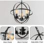 FERWVEW 14.2'' Farmhouse Rustic Black Globe Ceiling Hanging Lighting Foyer Chandelier Light Fixture,3-Light Modern Metal Pendant Lighting for Kitchen Island Hallway Living Dining Room Bedroom Entryway