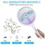 Bug Zapper Electric Fly Swatter Racket 1 Pack, 3 in 1 Mosquito Zapper Killer Lamp & Racquet, USB Rechargeable Fly Zapper Indoor Killer for Home and Outdoor Powerful Grid 3-Layer Mesh