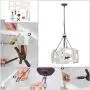 Farmhouse Chandelier, 4-Light White Wood Chandelier, Drum Chandelier for Kitchen Island, Dining Room, 20'' Diameter
