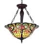 Capulina Tiffany Dining Table Lights, 3-Light Hanging Tiffany Style Lamp, 18.1 Inch Wide Stained Glass Dining Room Lights, Pendant Lights, Victorian Tiffany Hanging Light