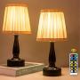 ZEEFO LED Night Light, Battery Powered Portable Night Lamp, Eye Protection Warm White Remote Control Night Light, Dimmable Classic Bedside Table Lamps Ideal for Bedroom,Study, Kids Room (Set of 2)