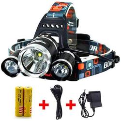 Headlamp,Headlight,Hard Hat Light 20000 Lumens IMPROVED Cree Led Ultra Bright Rechargeable Waterproof Flashlight Head Light for Camping,Outdoors(Charging equipment and Battery) Included (Silver)