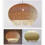 LITFAD 1 Bulb Hand Woven Pendant Lighting Chinese Bamboo Ceiling Suspension Lamp Retro Weave Rattan Hanging Lamp in Beige for Coffee Shop Dining Room Restaurant - 19.5'' (50 cm)