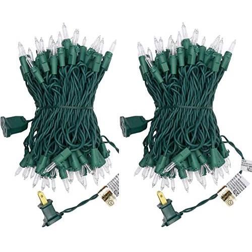 UL Certified 66 Feet 200 Count Clear Christmas String Lights, Pack of 2 Sets 33 Ft 100 Count Commercial Grade Lights Set, Connectable Decor Lights for Patio Garden Wedding Holiday (Clear - Green Wire)