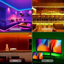 LED Strip Lights Compatible with Alexa and Google Assistant,LED Lights Music Sync, Controlled by Smart APP , 24-Key Remote 5050RGB Tape Led Lights for Bedroom(16.4ft)