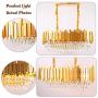 Luxury K9 Crystal Pendant Light,Oval Crystal Chandelier 3 Tiers Raindrop Crystals Flush Mount Ceiling Light Fixture with Adjustable Hanging Chain for Dining Room Living Room,E14 x 10 Lights,Gold