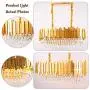 Luxury K9 Crystal Pendant Light,Oval Crystal Chandelier 3 Tiers Raindrop Crystals Flush Mount Ceiling Light Fixture with Adjustable Hanging Chain for Dining Room Living Room,E14 x 10 Lights,Gold