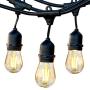 Brightech Ambience Pro - Waterproof LED Outdoor String Lights - Hanging, Dimmable 2w Vintage Edison Bulbs - 24 Ft Commercial Grade Patio Lights Create Cafe Ambience In Your Backyard - black