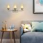 SIVILYNUS 3 Lights Bathroom Light Fixtures Brushed Nickel Vanity Lights for Bathroom Sconces Wall Lighting with Clear Glass Shade for Hallway Kitchen Bedroom Living Room