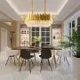 Luxury K9 Crystal Pendant Light,Oval Crystal Chandelier 3 Tiers Raindrop Crystals Flush Mount Ceiling Light Fixture with Adjustable Hanging Chain for Dining Room Living Room,E14 x 10 Lights,Gold