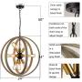 Globe Rustic Wood Chandelier Farmhouse Brass Sputnik Chandelier Dining Room, 12-Light, 24-in