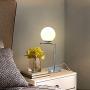 KARMIQI Modern Bedside Table Lamp with Glass Ball Shade, Contemporary Globe Desk Lamps for Living Room, Sliver Nightstand Lamps for Bedroom