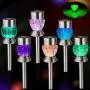 Solar Lights Outdoor - Outdoor Garden Lights, Color Changing LED Solar Powered Pathway Lights, Outdoor Landscape Lighting for Lawn/Patio/Yard/Walkway/Driveway (Stainless Steel)