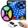 Arbrac Led Strip Lights with Remote Control, 16.4ft RGB 5050 LEDs Color Changing Light Strip Kit, 12V Power Supply Led Lights for Bedroom, Room, TV, Kitchen and Home Decoration Bias Lighting