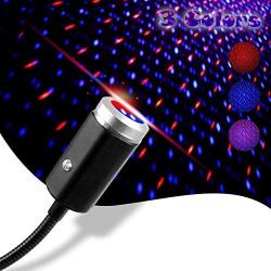 USB Star Night Light, 3 Colors -7 Lighting Effects, Aevdor Auto Roof Star Lights, Portable Adjustable Romantic Star Light Decoration for Bedroom, Car, Party, Ceiling and More- Plug and Play (Blue&Red)