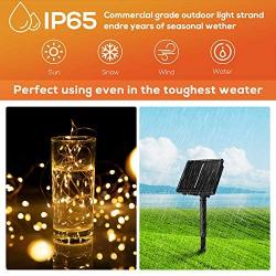 HUPULL Solar String Lights，2-Pack Solar Lights Outdoor，Each 72ft 200LED Solar Fairy Lights with 8 Lighting Modes, IP65 Waterproof Decoration Copper Wire Lights for Garden Patio Party (Warm White)