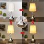 Table Lamp, Deeplite 3 Way Dimmable Bedside Lamps, Silver Touch Control Lamp Set of 2 for Bedroom, Living Room (6W LED Bulb Incuded)