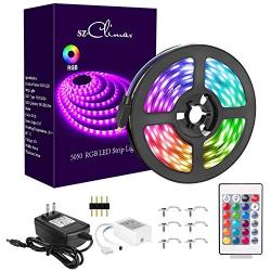 RGB LED Strips Lights Kits 12V Color Changing Strip Lighting with Remote Rope Light for Room, Bedroom, Home, Kitchen Cabinet, Christmas, Party Decoration, Non-Waterproof (16.4FT/5M-RGB)