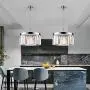 Modern Crystal Chandelier with 2 Tiers Ceiling Light Pendant Crystal Lighting Fixture 5 Lights for Dining Room, Living Room