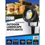 SUNVIE 20W Outdoor Spotlight LED Landscape Lighting 120V AC Waterproof Yard Spot Lights Outdoor with Stake for Tree Flag Lights 3000K Ultra Warm White Lawn Decorative Lamp with US 3-Plug in (2 Pack)