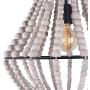 Giluta Conical Wood Bead Chandelier Retro Style Pendant Lamp, Industrial Metal Ring Frame Ceiling Lamp Kitchen Island Vintage Hanging Light Fixtures 1 Light, Gray White (C0045)