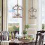 LNC Wood Chandeliers for Kitchen Island, Farmhouse Hanging Light Fixture for Dining Room with Adjustable Chain, Wood & Metal, W16” x H22.5