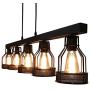 OYIPRO Industrial Kitchen Island Light, 5 Lights Pendant Light Metal Wire Cage Hanging Lamp Rustic Ceiling Light Fixture E26 Socket