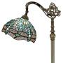 Tiffany Style Reading Floor Lamp W12H64 Inch Sea Blue Stained Glass Crystal Bead Dragonfly Lampshade Antique Lighting Arched Base S147 WERFACTORY Lamps Living Room Bedroom Coffee Table Lover Gifts